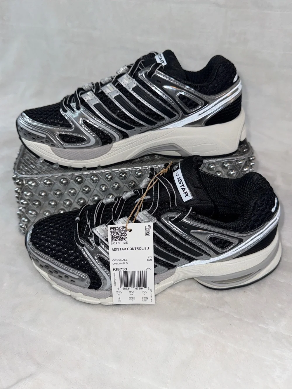 ✨👟 Adidas Adistar Control 5 J Black Silver Sz 4 Youth/Wmns 5.5 KI8733 NWT 🖤⚡
